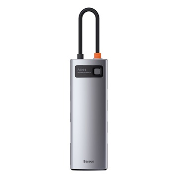 Baseus Metal Gleam 8-in-1 USB Type-C HUB dokkoló állomás, szürke