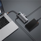 Baseus Metal Gleam 9-in-1 USB Type-C HUB dokkoló állomás, szürke