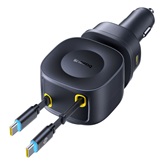 Baseus PrimeTrip VR2 Max autós gyorstöltő 100W, 3×USB Type-C + 1×USB Type-A, 2×automata behúzós kábel, fekete