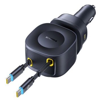 Baseus PrimeTrip VR2 Max autós gyorstöltő 100W, 3×USB Type-C + 1×USB Type-A, 2×automata behúzós kábel, fekete