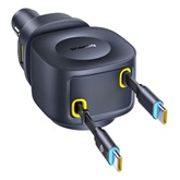 Baseus PrimeTrip VR2 Max autós gyorstöltő 100W, 3×USB Type-C + 1×USB Type-A, 2×automata behúzós kábel, fekete