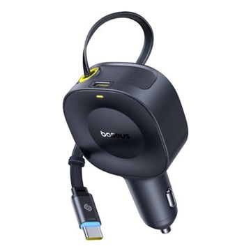 Baseus PrimeTrip VR2 autós gyorstöltő 30W, USB Type-C + USB Type-C automata behúzós kábel, fekete