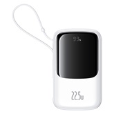 Baseus Qpow Pro+ gyorstöltő powerbank 10000 mAh, 22.5W, beépített USB Type-C kábel, fehér