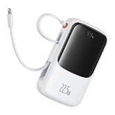 Baseus Qpow Pro+ gyorstöltő powerbank 10000 mAh, 22.5W, beépített USB Type-C kábel, fehér