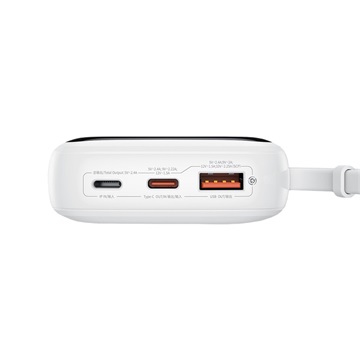 Baseus Qpow Pro+ gyorstöltő powerbank 10000 mAh, 22.5W, beépített USB Type-C kábel, fehér