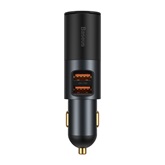 Baseus Share Together autós gyorstöltő, 60W, 2×USB Type-A + szivargyújtó kimenet, szürke