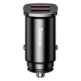 Baseus Square Metal autós gyorstöltő 30W, 2×USB Type-A, fekete