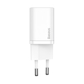 Baseus Super Si hálózati gyorstöltő 25W, USB Type-C, fehér + 3A USB Type-C, 1m kábel