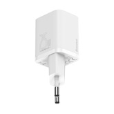 Baseus Super Si hálózati gyorstöltő 25W, USB Type-C, fehér + 3A USB Type-C, 1m kábel