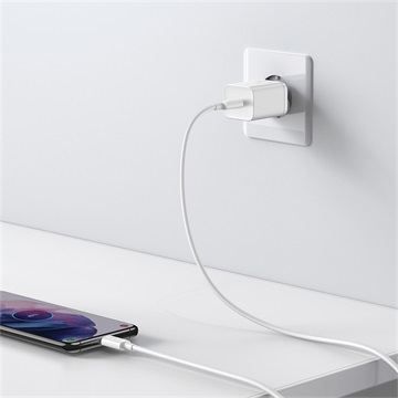 Baseus Super Si hálózati gyorstöltő 25W, USB Type-C, fehér + 3A USB Type-C, 1m kábel