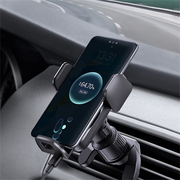 Baseus Wisdom szellőzőrácsra rögzíthető, vezeték nélküli autós telefon töltő és tartó, fekete