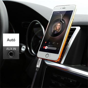 Baseus Yiven M30 3,5 mm jack sztereó audió kábel, 1,5 m, fekete/ezüst