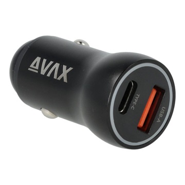 AVAX CC601B CARLY+ USB A + Type C 40W gyors autós töltő, fekete