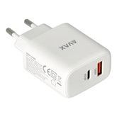 CHG AVAX CH360 SPEEDY 65W GaN hálózati töltő USB A (QC)+Type C (PD3.0), fehér