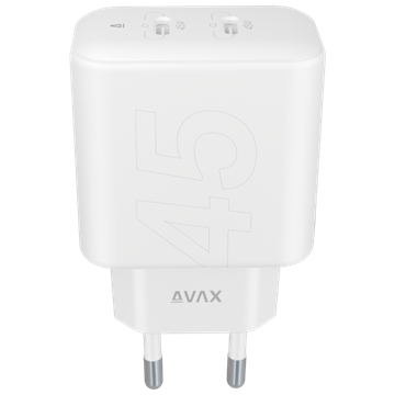 AVAX CH602W SPEEDY+ 2x Type C  (PD) 45W gyors hálózati töltő, fehér
