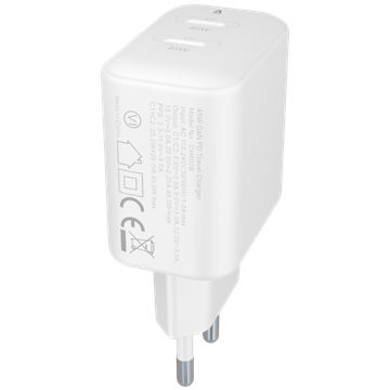AVAX CH602W SPEEDY+ 2x Type C  (PD) 45W gyors hálózati töltő, fehér