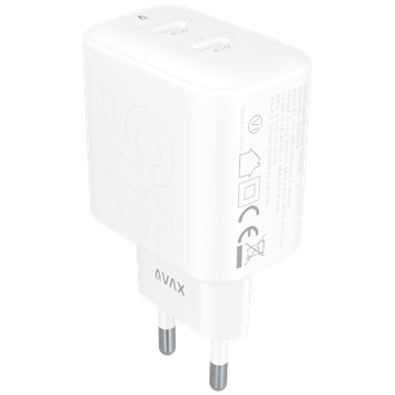 AVAX CH602W SPEEDY+ 2x Type C  (PD) 45W gyors hálózati töltő, fehér