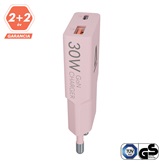 AVAX CH641P NANO SLIM 30W töltő adapter USB-C (PD3.0)+USB-A (QC3.0), rózsaszín