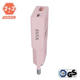 AVAX CH641P NANO SLIM 30W töltő adapter USB-C (PD3.0)+USB-A (QC3.0), rózsaszín