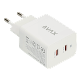 AVAX CH900W PRIME GaN gyors hálózati töltő 2x Type C, 47W, fehér