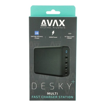 AVAX DC637 DESKY+ 4xType C (PD 3.0) 200W GaN gyorstöltő elosztó - Dobozsérült termék