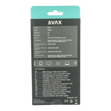 AVAX DC637 DESKY+ 4xType C (PD 3.0) 200W GaN gyorstöltő elosztó - Dobozsérült termék