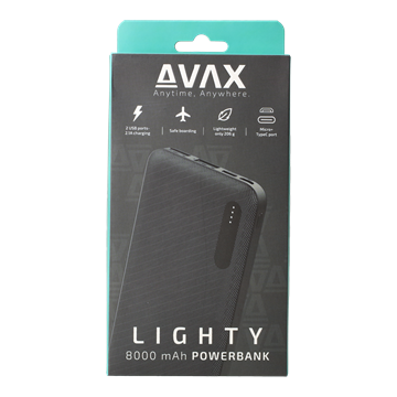 AVAX PB103B LIGHTY Type-C Powerbank 8.000mAh, fekete