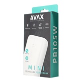 AVAX PB105W MINI PD/Type-C 20W gyorstöltő Powerbank 10.000mAh, fehér