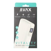 AVAX PB202W VITALITY PD/Type C 65W+QC 18W gyorstöltő Powerbank 20.000mAh, fehér