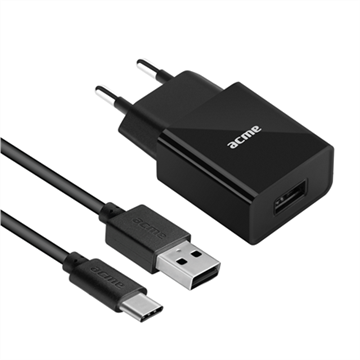 Acme CH212 USB Fali töltő 12W, 2.4A + Type C kábel