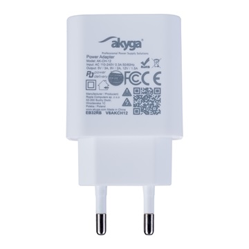 Akyga AK-CH-12 USB-A +USB-C PD 5-12V / max. 3A 18W Quick Charge 3.0 hálózati töltő