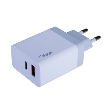 Akyga AK-CH-13  USB-A +USB-C PD 5-12V / max. 3A 36WQuick Charge 3.0 hálózati töltő