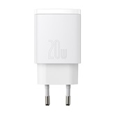 Baseus Compact hálózati gyorstöltő 20W, USB Type-C + USB Type-A, fehér