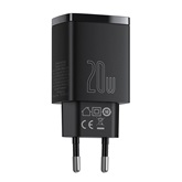 Baseus Compact hálózati gyorstöltő 20W, USB Type-A + USB Type-C, fekete
