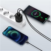 Baseus Compact hálózati gyorstöltő 20W, USB Type-A + USB Type-C, fekete