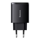 Baseus Compact hálózati gyorstöltő 30W, USB Type-C + 2×USB Type-A, fekete