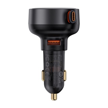 Baseus Enjoyment Pro autós gyorstöltő 60W, USB Type-A + USB Type-C automata behúzós kábel, fekete