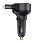 Baseus Enjoyment Pro autós gyorstöltő 60W, USB Type-A + USB Type-C automata behúzós kábel, fekete