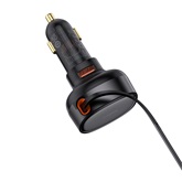 Baseus Enjoyment Pro autós gyorstöltő 60W, USB Type-A + USB Type-C automata behúzós kábel, fekete