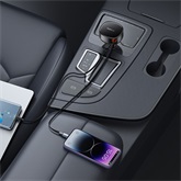 Baseus Enjoyment Pro autós gyorstöltő 55W, USB Type-A + iPhone automata behúzós kábel, fekete