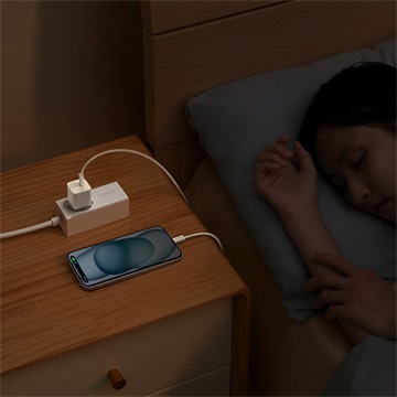 Baseus GaN5 Mini hálózati gyorstöltő 20W, USB Type-C, fehér + 100W USB Type-C, 1m kábel