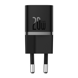 Baseus GaN5 Mini hálózati gyorstöltő 20W, USB Type-C, fekete