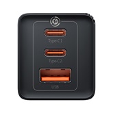 Baseus GaN5 Pro hálózati gyorstöltő 65W, 2×USB Type-C + USB Type-A, fekete + 100W USB Type-C, 1m kábel
