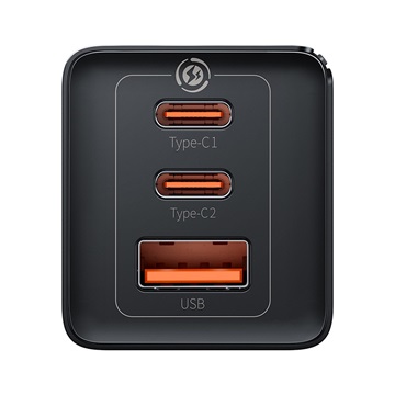 Baseus GaN5 Pro hálózati gyorstöltő 65W, 2×USB Type-C + USB Type-A, fekete + 100W USB Type-C, 1m kábel