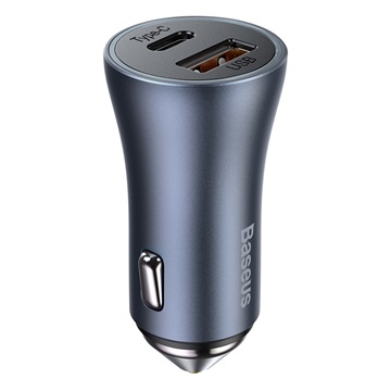 Baseus Golden Contactor Pro autós gyorstöltő 40W, USB Type-A + USB Type-C, szürke + 100W USB 1m kábel