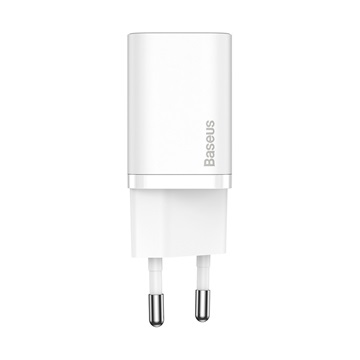 Baseus Super Si hálózati gyorstöltő 20W, USB Type-C, fehér + 100W USB Type-C – iPhone, 1m kábel