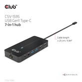 Club3D USB Gen1 Type-C 7-1 dokkoló with 2x HDMI, 2x USB-A, RJ45+3,5mm Audio+PD 3.0