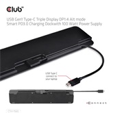 Club3D USB Gen2 Type-C Triple Display DP 1.4 Alt PD Töltődokkoló - 100W PD