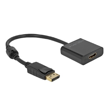Delock Adapter DisplayPort 1.2-dugós csatlakozó-HDMI-csatlakozóhüvely 4K aktív fekete