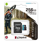 Kingston 256GB SD micro Canvas Go! Plus (SDXC Class 10 UHS-I U3) (SDCG3/256GB) memória kártya adapterrel